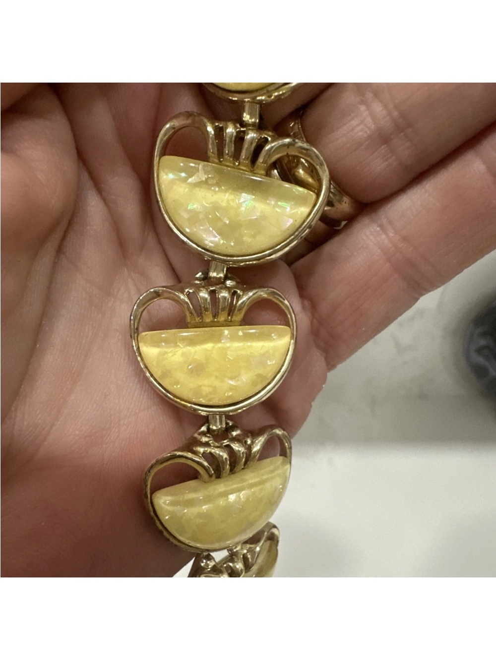 Vintage Coro Gold Tone Yellow Stone Bracelet